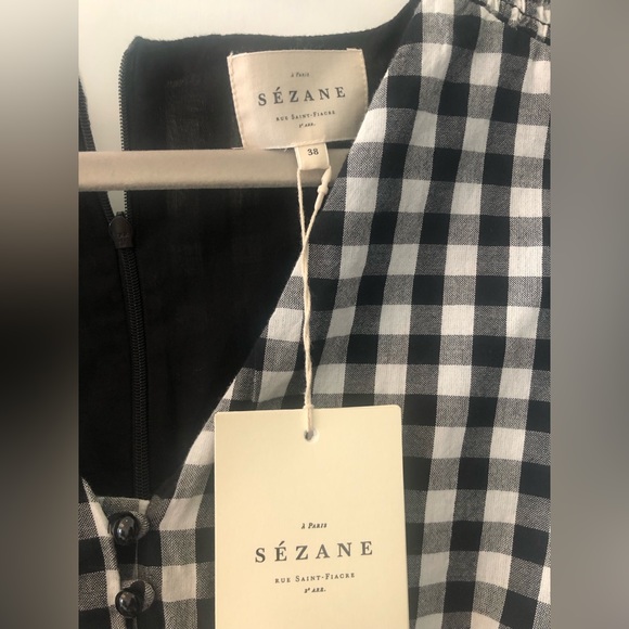 Sezane Sixtine Gingham Dress New With Tags Size 38/6 - Picture 5 of 9